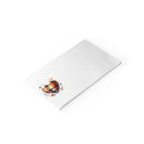 Printify eco-friendly note pads with a white cover and plaid heart design on the corner