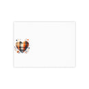 Printify eco-friendly note pads featuring a plaid heart design with floral accents on the corner