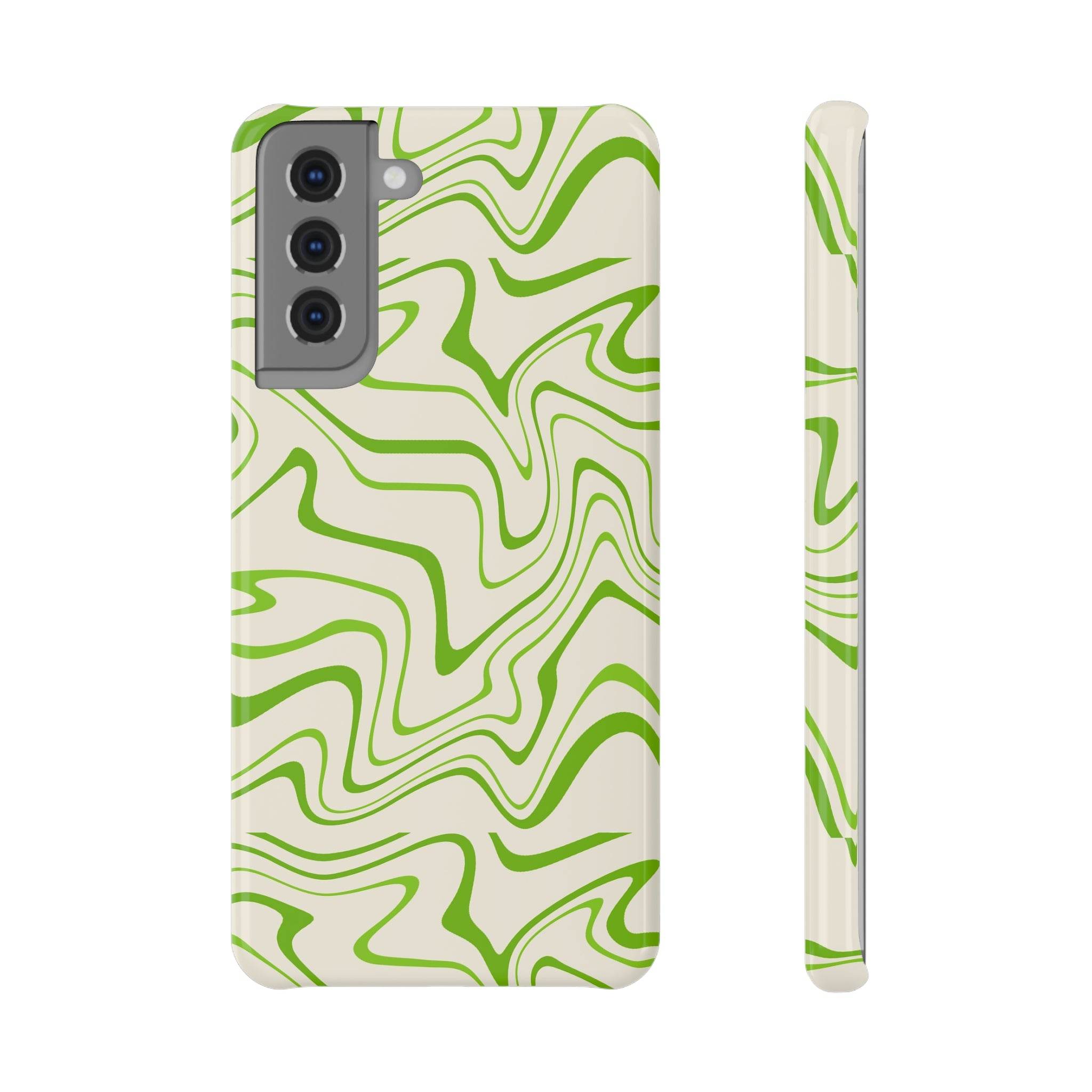 Printify eco-friendly phone case with green abstract swirl pattern for Samsung phone
