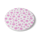 Printify eco-friendly pink ceramic coaster with star pattern for kitchen accessories