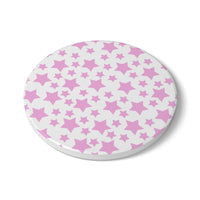 Printify eco-friendly pink ceramic coaster with star pattern for kitchen accessories
