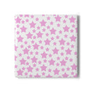 Square eco-friendly pink ceramic coaster with scattered star pattern for kitchen accessories
