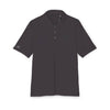 Black eco-friendly polo shirt from Printify with short sleeves and three-button collar