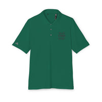 Green eco-friendly polo shirt from Printify with short sleeves and button collar