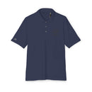 Printify navy blue eco-friendly polo shirt with button collar and short sleeves