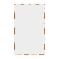 Printify eco-friendly pumpkin tea towels with subtle pumpkin pattern border on white fabric
