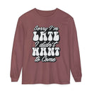 Printify eco-friendly sarcastic long sleeve shirt in mauve with white and black text design