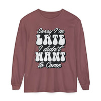 Printify eco-friendly sarcastic long sleeve shirt in mauve with white and black text design