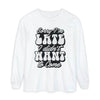White eco-friendly sarcastic long sleeve shirt from Printify with bold black text design