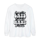 White eco-friendly sarcastic long sleeve shirt from Printify with bold black text design
