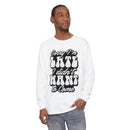 Printify eco-friendly sarcastic long sleeve shirt in white with black bold text design
