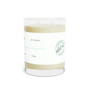 Printify eco-friendly scented candle in clear glass container with simple white and green label