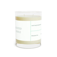 Printify eco-friendly scented candle with two wicks in clear glass container and simple white label