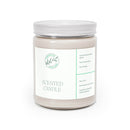 Printify eco-friendly scented candles in a clear jar with white label and silver lid