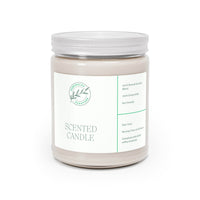 Printify eco-friendly scented candles in a clear jar with white label and silver lid