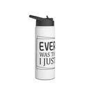 Printify eco-friendly stainless steel water bottle with white body and black flip lid