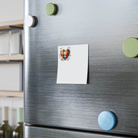 Eco-friendly sticky notes with heart design attached to stainless steel refrigerator using magnets