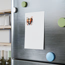 Eco-friendly sticky notes with a plaid heart design attached to a stainless steel fridge using round colorful magnets