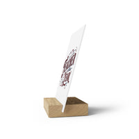 Eco-friendly teacher of the year gift wooden stand holding a decorative sign from Printify