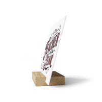 Eco-friendly teacher of the year gift wooden stand with decorative printed plaque from Printify
