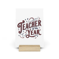 Eco-friendly teacher of the year gift home decor print on wood stand by Printify