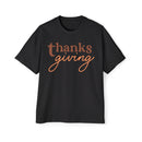 Black eco-friendly Thanksgiving shirt men with brown and orange Thanksgiving text design