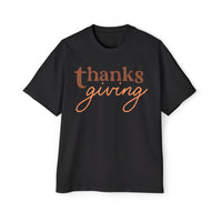 Black eco-friendly Thanksgiving shirt men with brown and orange Thanksgiving text design