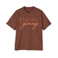 Printify brown eco-friendly Thanksgiving shirt men with thanksgiving text design