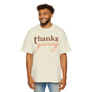 Eco-friendly Thanksgiving shirt men cream color with thanks giving text print by Printify