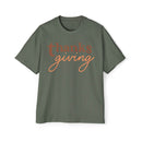 Printify eco-friendly Thanksgiving shirt men in green with autumn-themed typography design