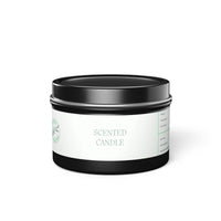 Printify eco-friendly tin candles scented candle in black matte tin with white label