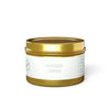 Printify eco-friendly tin candles with gold lid and white scented candle label