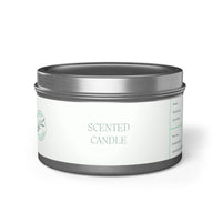 Printify eco-friendly tin candles with simple white label and metal lid scented candle