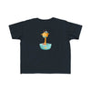 Printify black eco-friendly toddler t-shirt with cute giraffe in a bowl graphic design