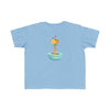 Printify light blue eco-friendly toddler t-shirt with a cute giraffe in a bowl graphic