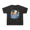 Printify eco-friendly tropical t-shirt with black wash effect and palm tree sunset beach graphic