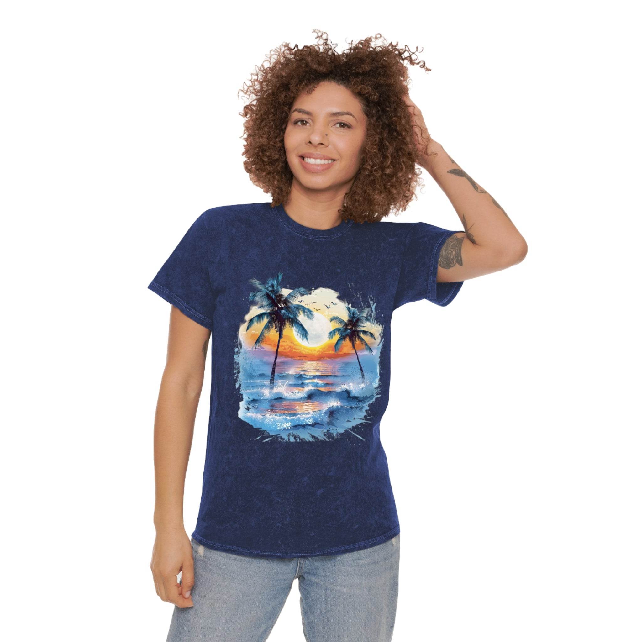 Tropical Sunset Unisex Mineral Wash T-Shirt