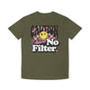 Printify eco-friendly unisex faded shirt with caution graphic and I have no filter text design