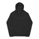 Black eco friendly unisex hoodie with front pocket and adjustable drawstring hood by Printify