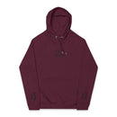 Printify eco friendly unisex hoodie in maroon with Stay Weird text on chest and sleeves