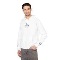 Printify eco friendly unisex hoodie white with Stay Weird text and front kangaroo pocket