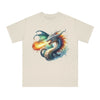 Printify eco-friendly unisex shirt with colorful dragon breathing fire graphic on front
