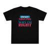 Black eco-friendly unisex t-shirt by Printify with the text I'm not arguing I'm just explaining why I'm right