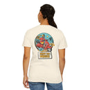 Printify eco-friendly unisex t-shirt with colorful scooter and palm tree graphic enjoying the breeze