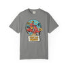 Printify eco-friendly unisex t-shirt in gray with colorful scooter and Enjoy the Breeze design