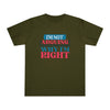 Printify eco-friendly unisex t-shirt in olive green with I’m not arguing graphic text