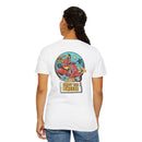 Printify eco-friendly unisex t-shirt with colorful Enjoy the Breeze scooter graphic on back