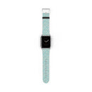 Printify eco-friendly watch band in light blue with white polka dots on a smartwatch