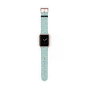 Printify eco-friendly watch band in blue with white polka dots paired with a rose gold smartwatch