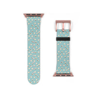Printify eco-friendly watch band with blue background and beige polka dot pattern for smartwatches